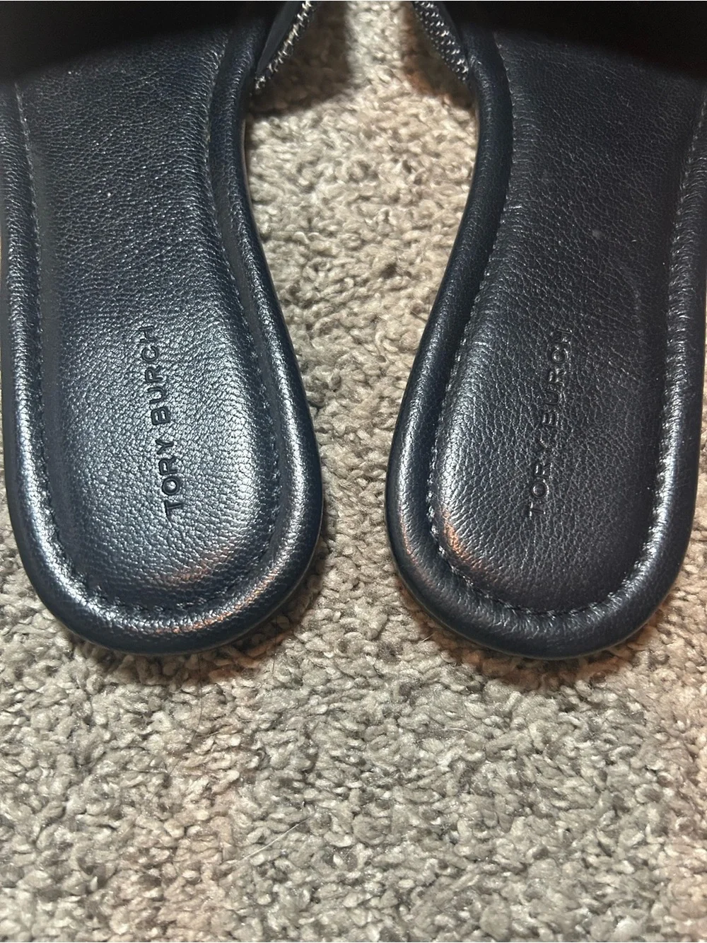 Tory Burch Navy and White Slide Sandals